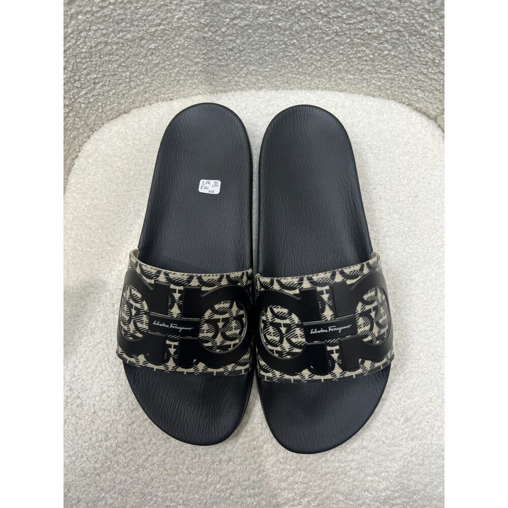Salvatore Ferragamo Men's Black Slide Sandals Size 10